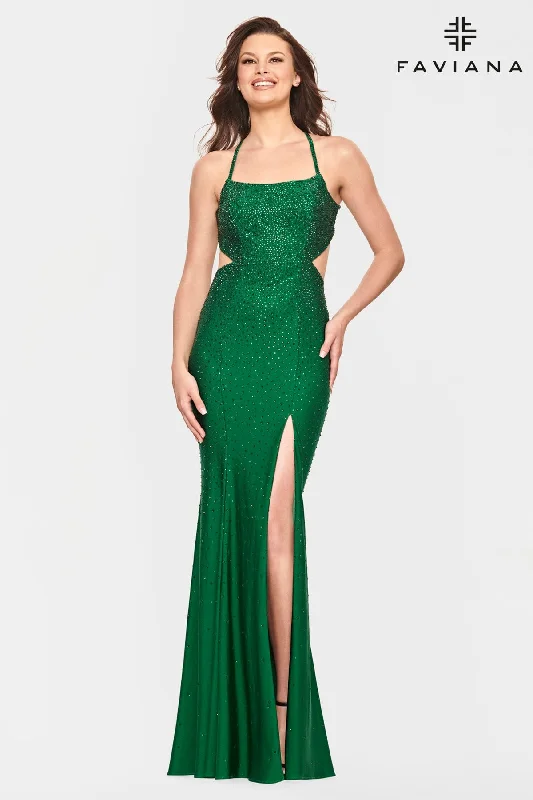 Strappy Back Beaded Dress With Scoop Neck And Side Cutouts Bodycon Club Sequined