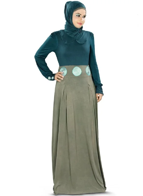 Aalia Jersey Abaya Grey Color V Neck Jersey Blouse