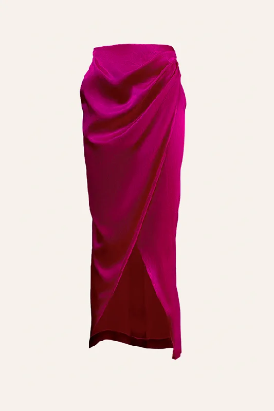 Carapace Overlap Skirt in Hot Pink chiffon skirt floaty