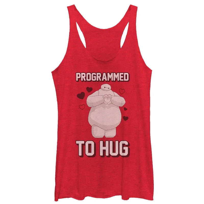Women's Big Hero 6 Valentine Baymax Programmed to Hug Racerback Tank Top pastel tank top