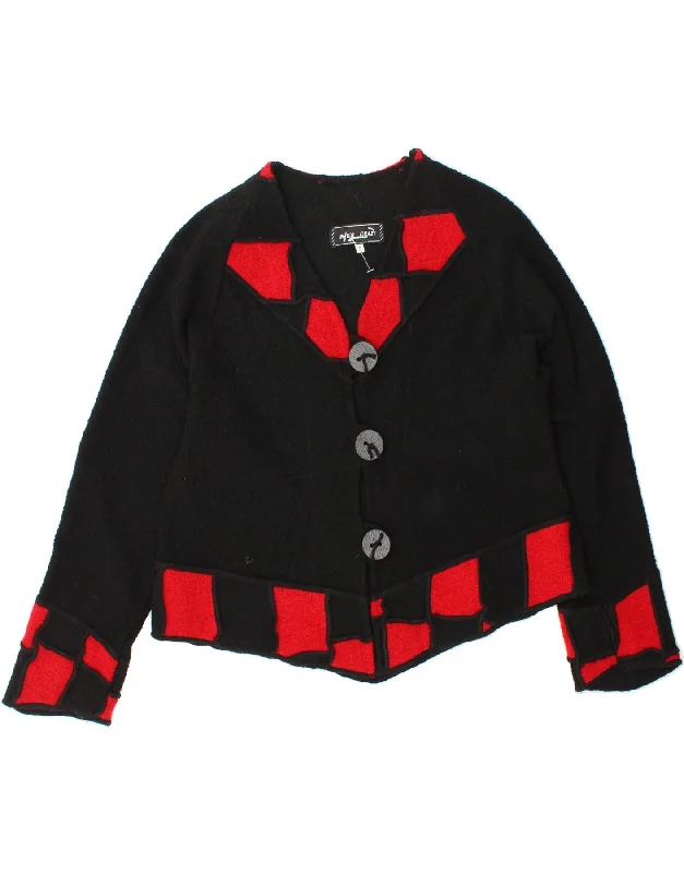VINTAGE Womens Fleece 3 Button Blazer Jacket UK 10 Small Black Colourblock Front Pockets Side Pockets Patch Pockets VINTAGE Womens Fleece 3 Button Blazer Jacket UK 10 Small Black Colourblock Front Pockets Side Pockets Patch Pockets