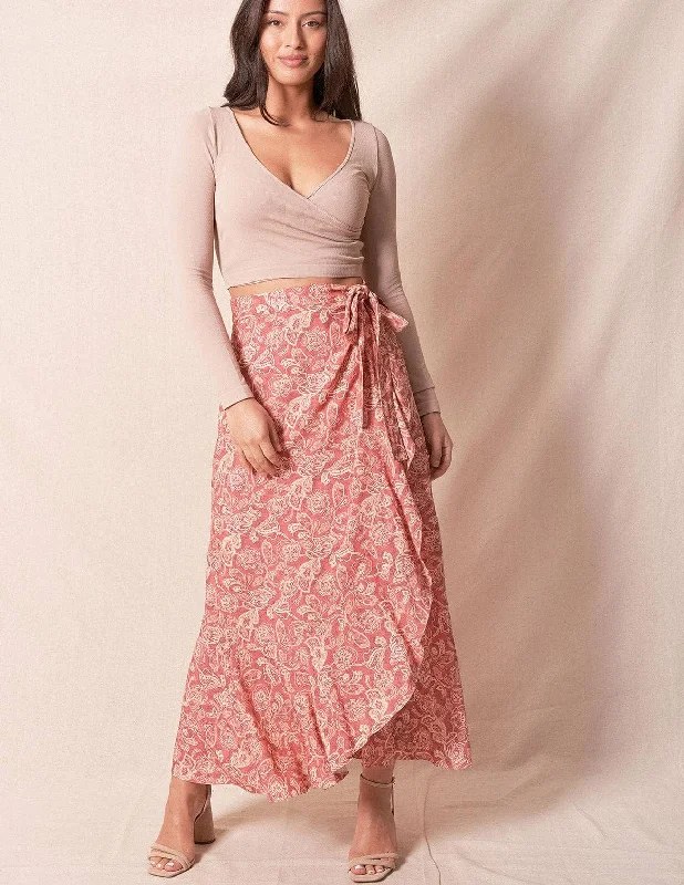 Izabella Wrap Skirt - M and L Only silk skirt smooth