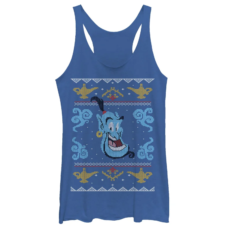 Women's Aladdin Ugly Christmas Genie Pattern Racerback Tank Top lounge tank top