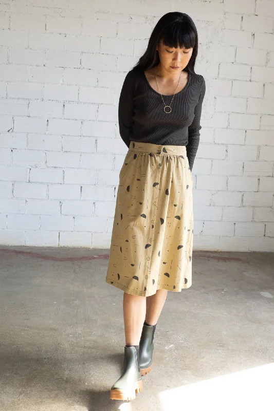 Galia midi skirt sidereal rain beige silk skirt smooth