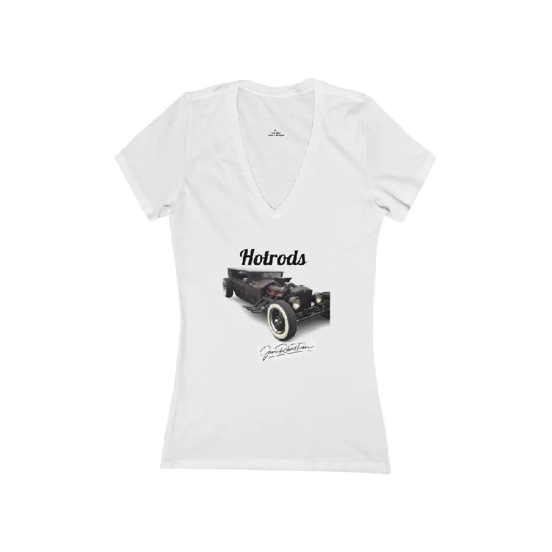 Hotrods Signature "Rat Rod" Women's Jersey Short Sleeve Deep V-Neck Tee Pastel Jersey Tee Hotrods Signature "Rat Rod" Women's Jersey Short Sleeve Deep V-Neck Tee Pastel Jersey Tee