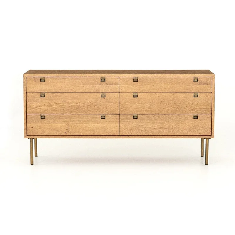 Brentwood 6 Drawer Dresser - Natural Oak Boatneck Modish Everyday