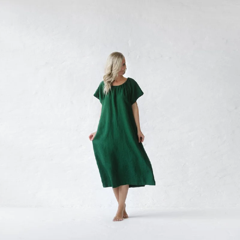 Linen dress boho green by Seaside Tones Tunics Hiking breathable