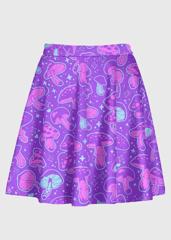 Trippy Mushroom Purple Rave Skirt linen skirt natural