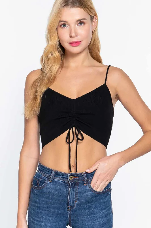 Sweater Knit Crop Cami Top Silk Blend Satin Velvet