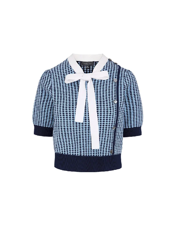 MARYLING Colourblock Lace-Up Knitted Sweater Welt Pockets Slit Pockets Flap Pockets