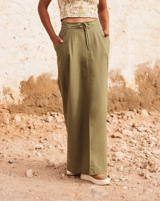 Iconic Land Midi Skirt - Oil Green floral skirt print