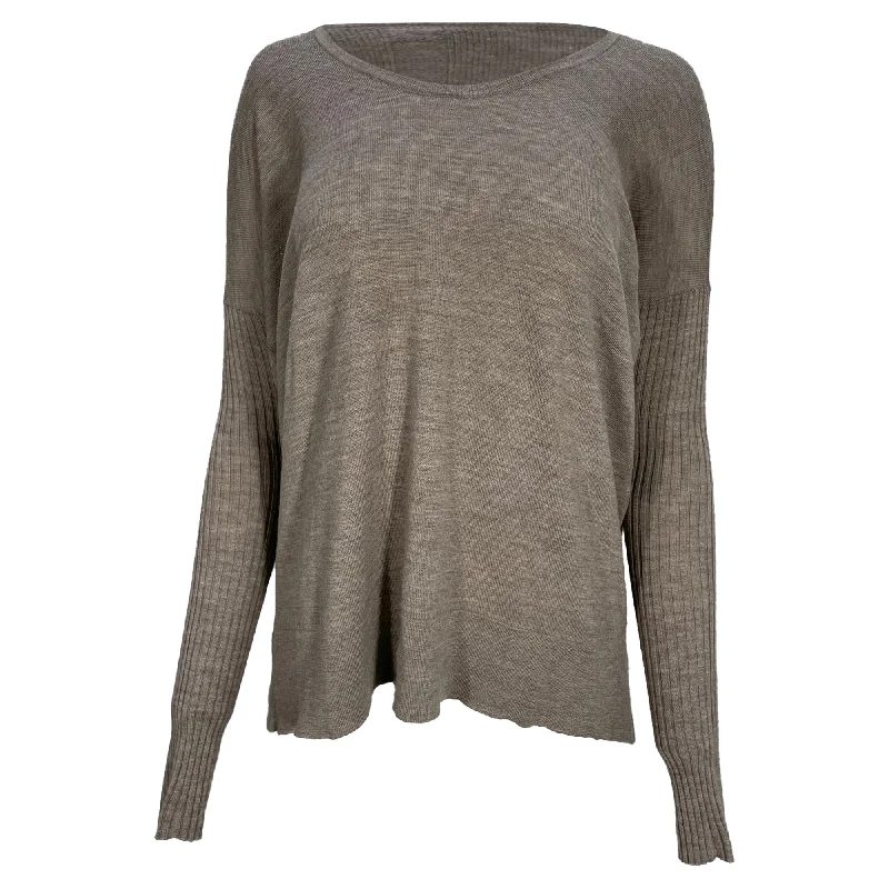 The Row Crew Neck Sweater in Brown Wool Spandex Blend Rayon Blend Denim Blend