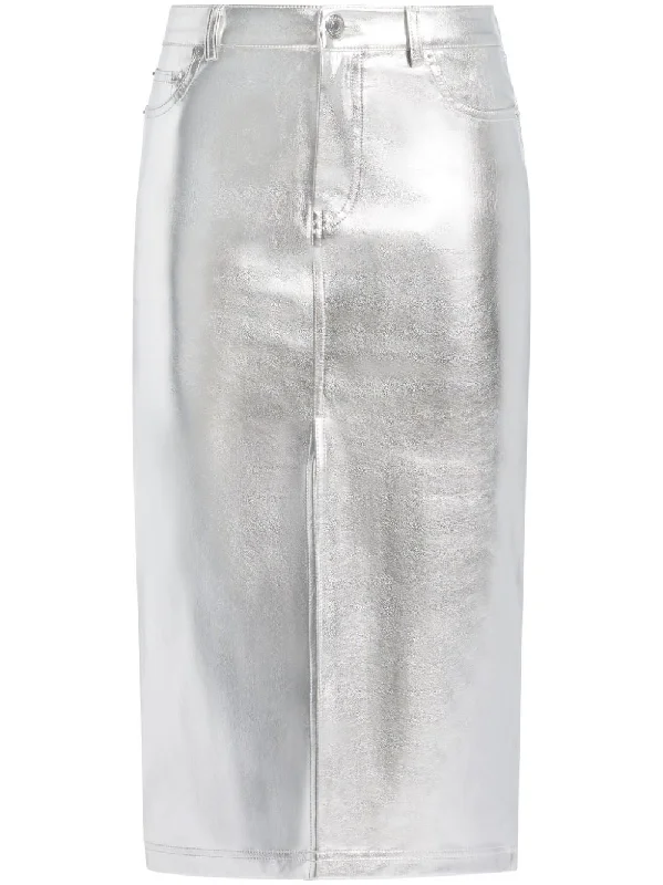 OAKLYN METALLIC-EFFECT MIDI SKIRT pleated skirt texture