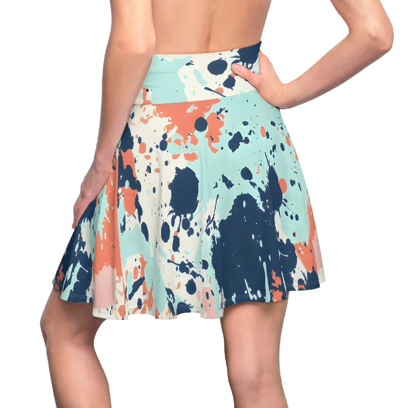 Ocean Breeze Splash Skater Skirt chiffon skirt flowing