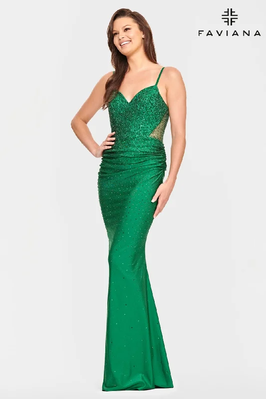 Emerald Green V Neck Dress With Corset Back And Rhinestone Beading Tunics Canvas sturdy