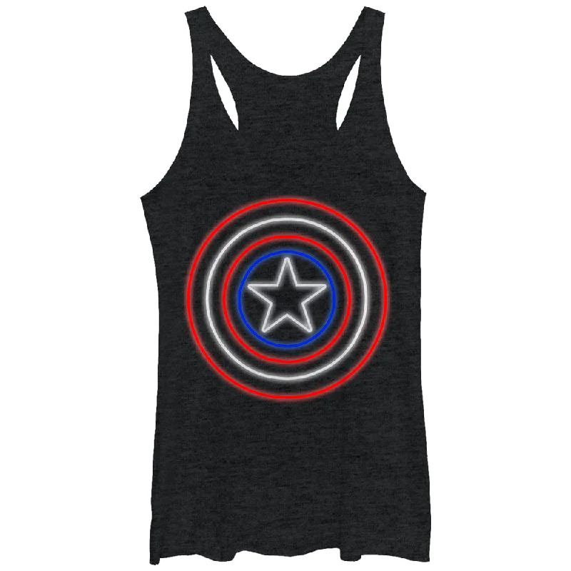 Women's Marvel Captain America Shield Neon Light Racerback Tank Top cropped tank top