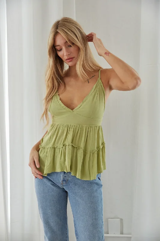 Skyla Ruffle Babydoll Tank Top seamless tank top