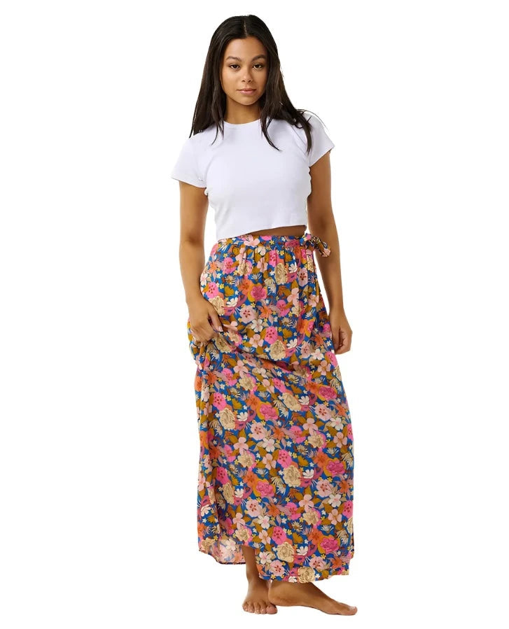 RIP CURL Women's Kamari Maxi Skirt Multi spandex blend skirt