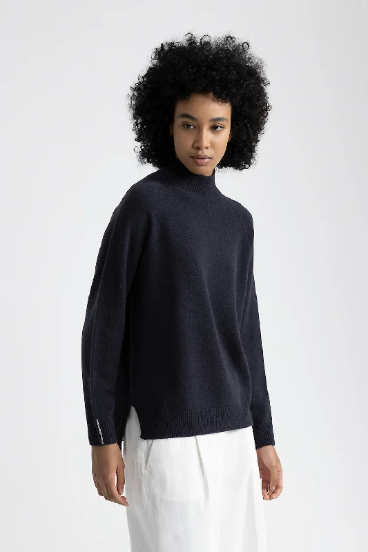 Wool, silk and cashmere sweater Houndstooth Herringbone Solid