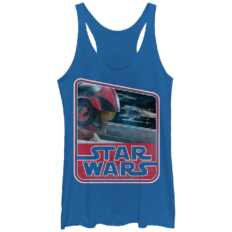 Women's Star Wars The Force Awakens Retro Poe Dameron Racerback Tank Top basic tank top