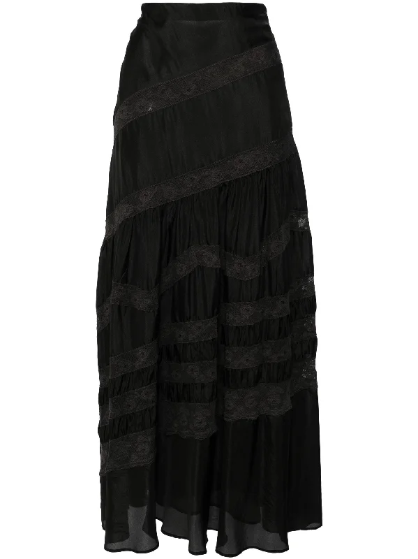 LAIA LACE-TRIMMED SILK MAXI SKIRT vintage skirt charm