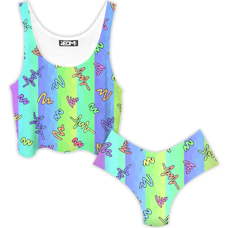 Trippy Doodles Crop Top and Booty Shorts Combo Chenille Blend Fleece Blend Nylon Blend