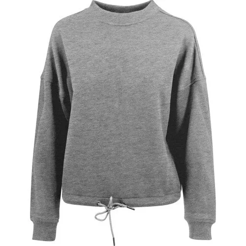 Build Your Brand Womens/Ladies Oversize Crew Neck Sweatshirt Hoodie with Front Slit Layering Stylish