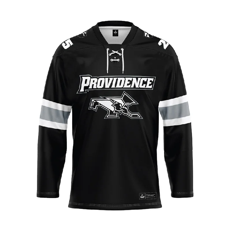 Providence - NCAA Women's Ice Hockey : Hannah Johnson - Black Hockey Jersey Festive Jersey Tee Providence - NCAA Women's Ice Hockey : Hannah Johnson - Black Hockey Jersey Festive Jersey Tee