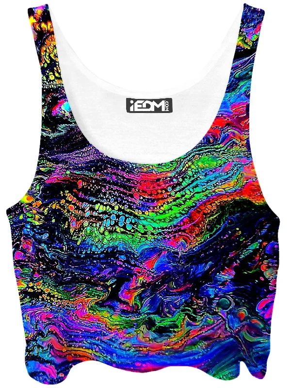 Galactic Drip Crop Top Collared Crew Neck Turtle Neck