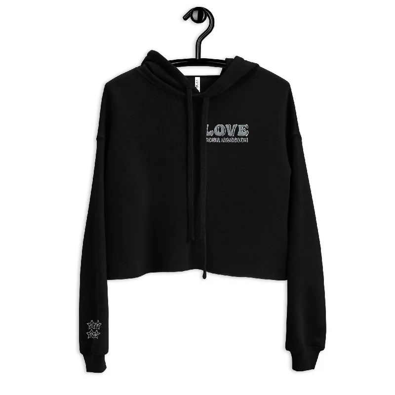 'Love Your Passion' Cropped Hoodie Hoodie with High Neck Warm Protective