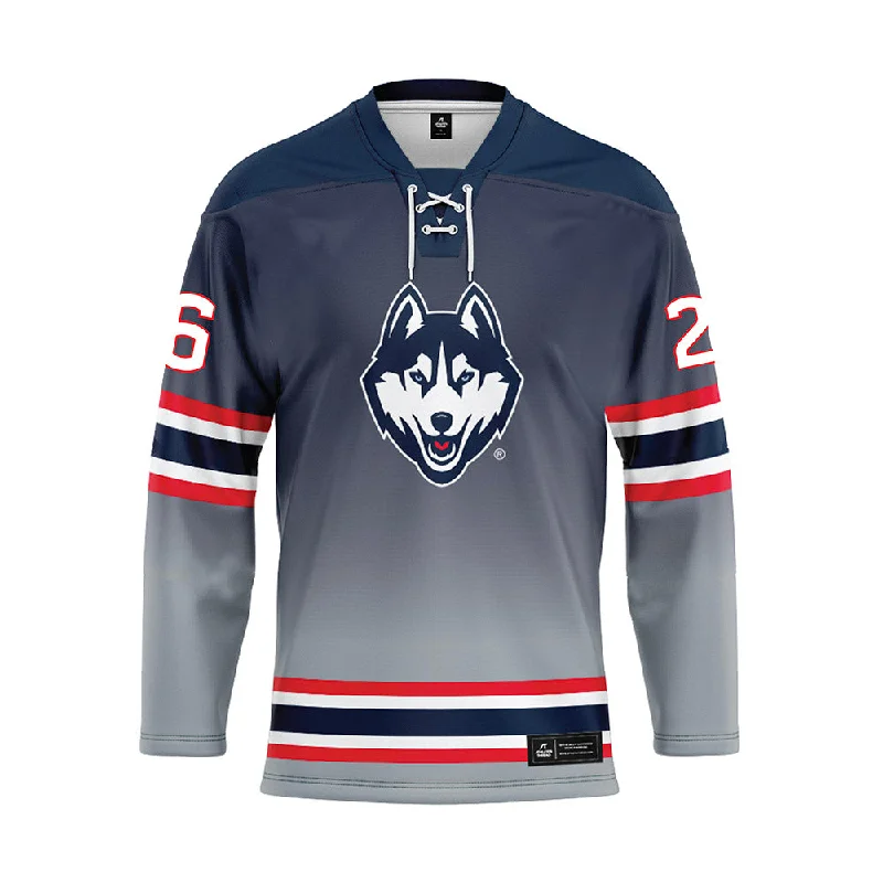 UConn - NCAA Women's Ice Hockey : Alexa Pongo - Grey Hockey Jersey Pastel Jersey Tee UConn - NCAA Women's Ice Hockey : Alexa Pongo - Grey Hockey Jersey Pastel Jersey Tee