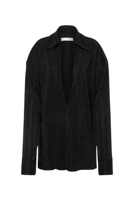 Rhinestone Jersey Top | Black Daily Wear Jersey Tee