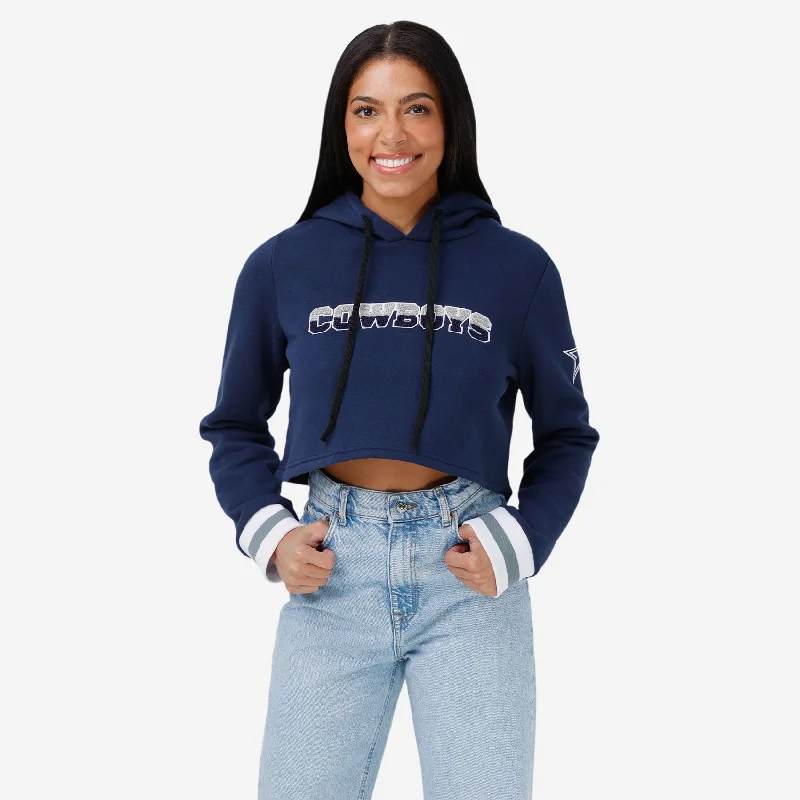 Dallas Cowboys Womens Cropped Chenille Hoodie Hoodie with Hood Adjustable Protection Dallas Cowboys Womens Cropped Chenille Hoodie Hoodie with Hood Adjustable Protection