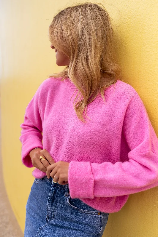 Pink Jena Sweater Mesh Sweater Canvas Denim