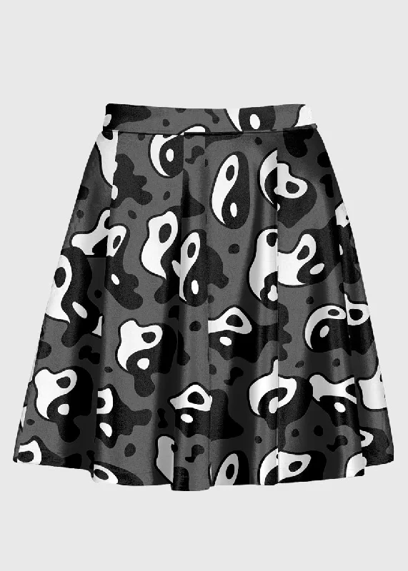 Grey Grunge Yin And Yang Alt Skirt a-line skirt cut