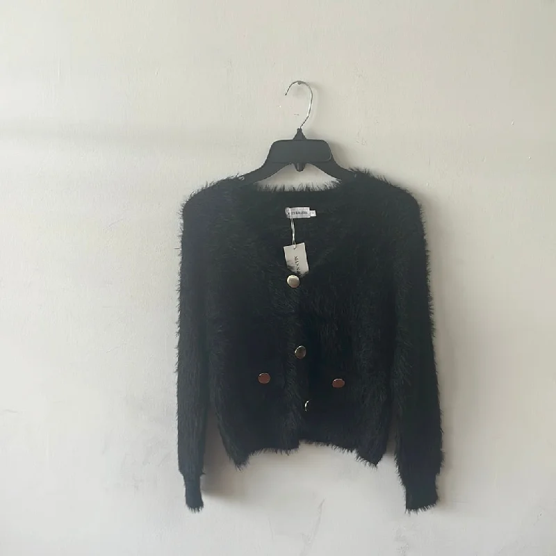 Gold Button Fuzzy Jacket Elasticated Jacket Padded Jacket Insulated Jacket