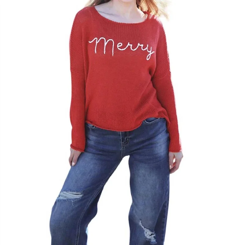Merry Sweater In Red Sweater Knitwear Pullover