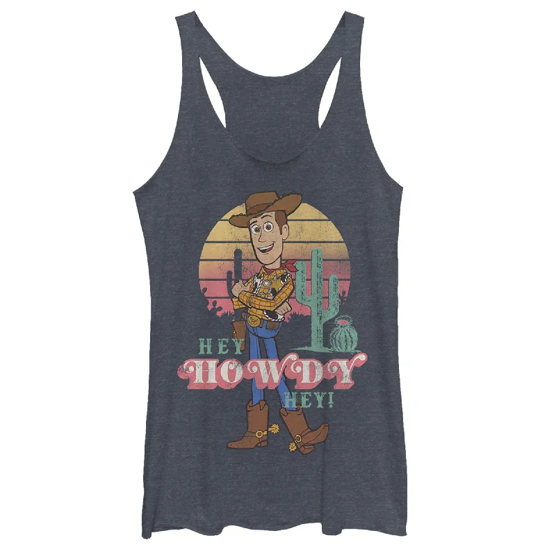 Women's Toy Story Hey Howdy Woody Racerback Tank Top print tank top