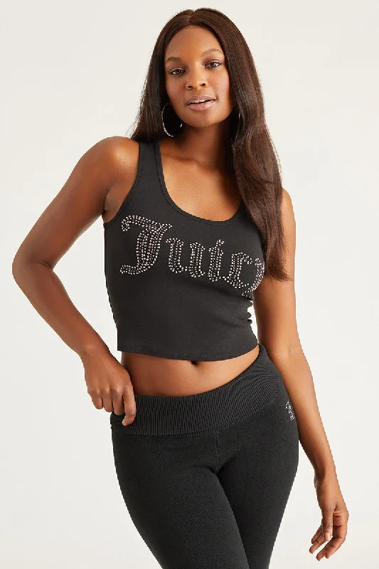 Beaded U-Neck Tank Top cutout tank top