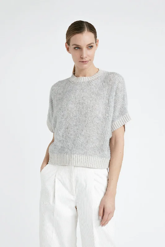 Wool and Lurex short-sleeved sweater Casual Formal Business