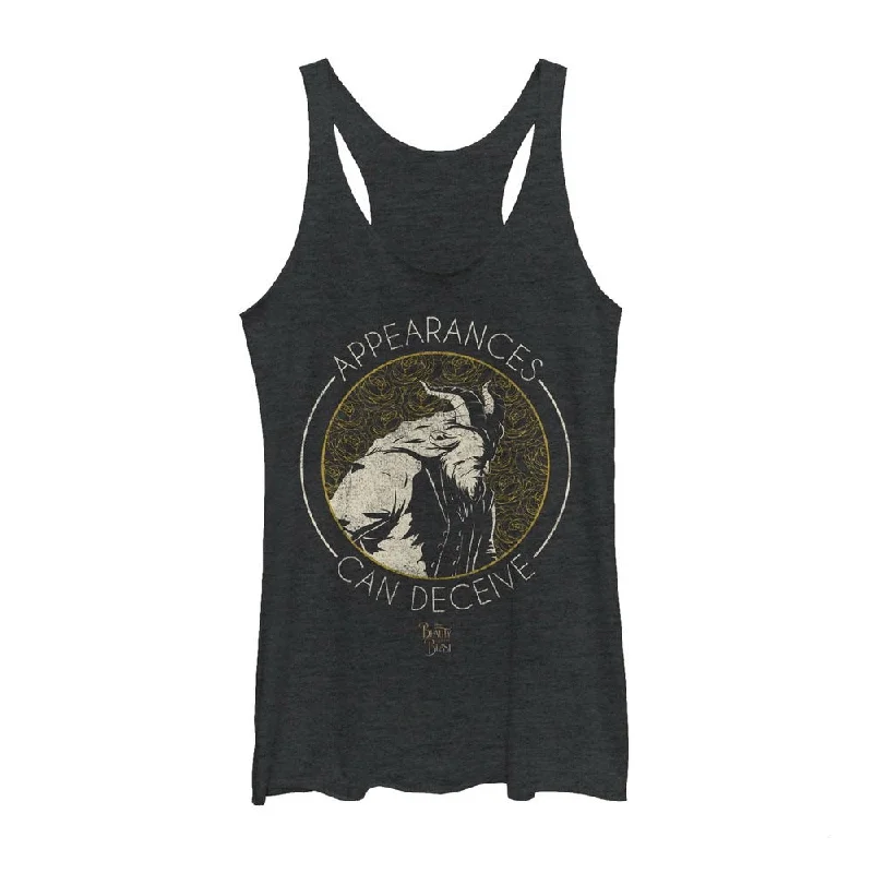 Women's Beauty and the Beast Appearances Deceive Racerback Tank Top sequin tank top