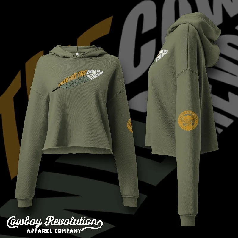 "Ride For The Brand" Cowboy Revolution Women's Crop Hoodie Hoodie with Raglan Sleeves Sporty Comfortable
