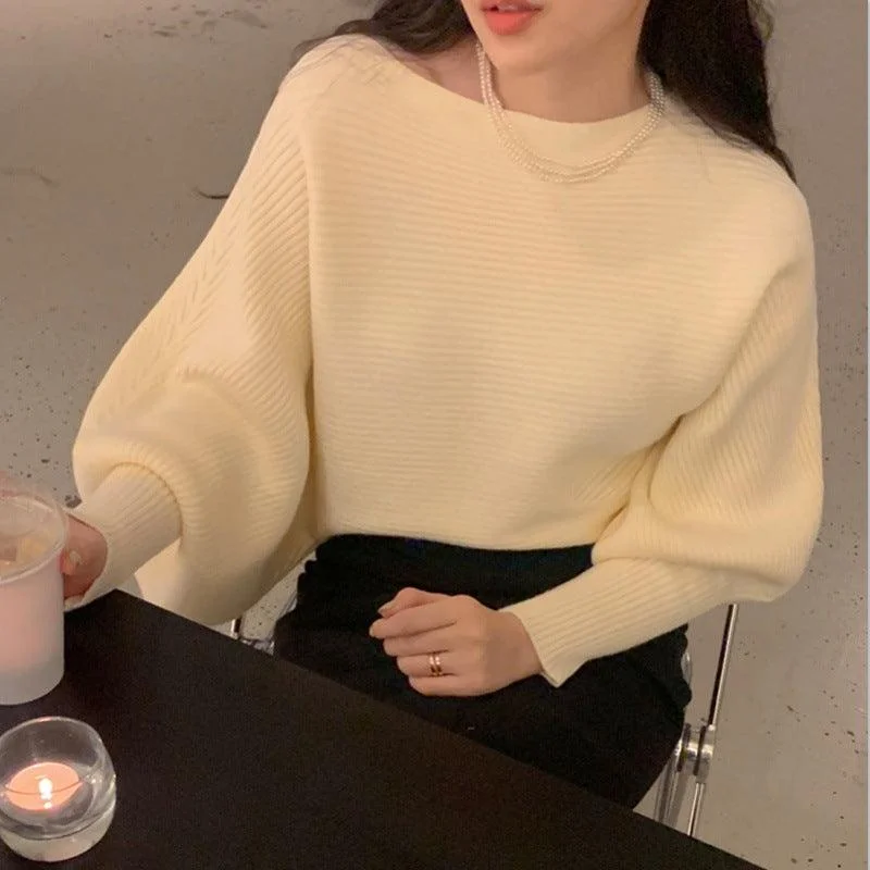 Women's Fashionable Temperament Long-sleeved Sweater Print Jacquard Patchwork
