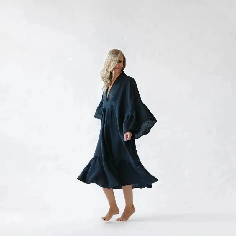 Sea Navy Linen Dress by Seaside Tones Tunics Fleece cozy