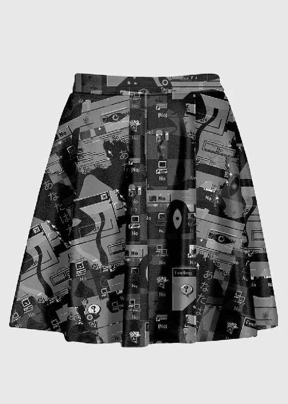 Grey Weirdcore Glitch Design Skirt seamless skirt comfort