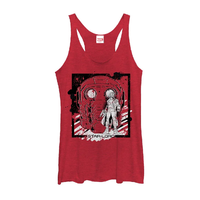 Women's Marvel Guardians of the Galaxy Star-Lord Face Racerback Tank Top open back tank