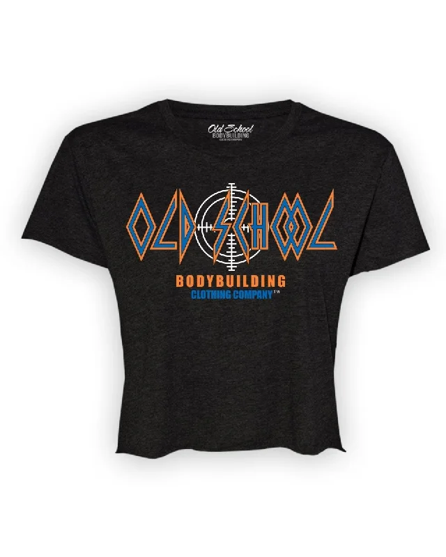 Ladies "Photograph" Black Crop Top Graphic Embroidered Appliqued