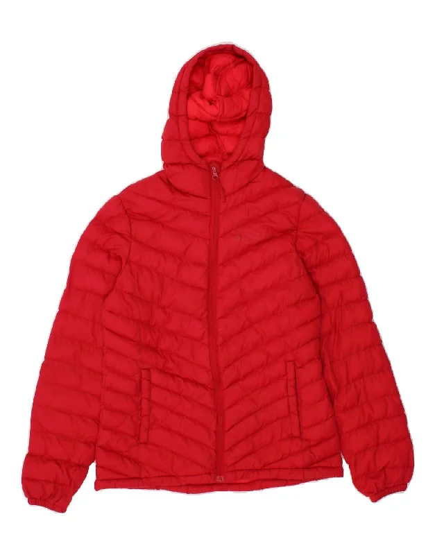 MOUNTAIN WAREHOUSE Womens Hooded Padded Jacket UK 8 Small  Red Nylon Mesh Jacket Canvas Jacket Denim Jacket