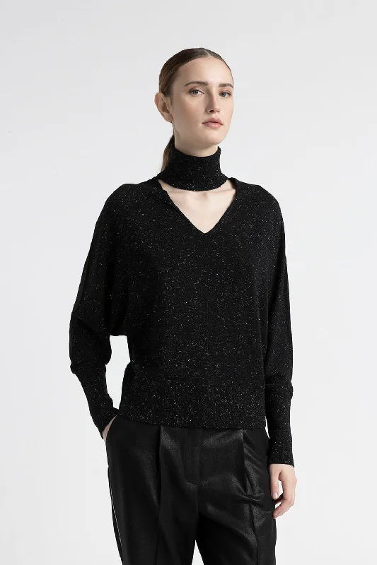Wool and viscose V neck sweater Collared Crew Neck Turtle Neck