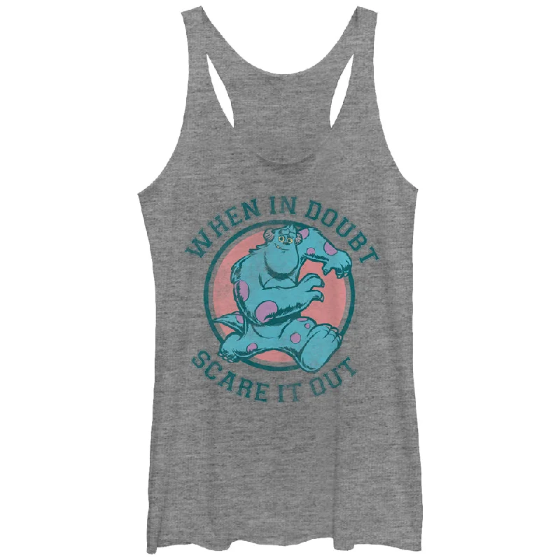 Women's Monsters Inc Sulley in Doubt Scare it Out Racerback Tank Top gold tank top